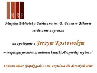 Biblioteka zaprasza na spotkanie z Jerzym Kostowskim
