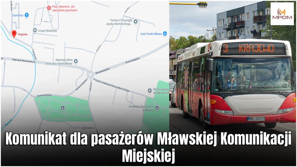Komunikat dla pasażerów Mławskiej Komunikacji Miejskiej