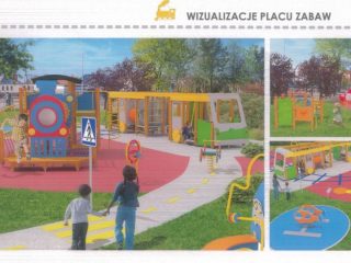 Plac zabaw jak miasteczko ruch drogowego