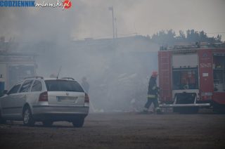 Mława. Pożar prasy do złomu