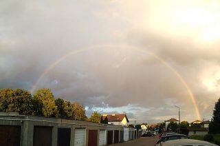 Tęcza nad Mławą uwieczniona przez 5-letnią Alę