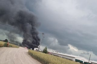 Pożar na terenie fermy drobiu w Bońkowie Kościelnym. Ogromne straty [FOTO]