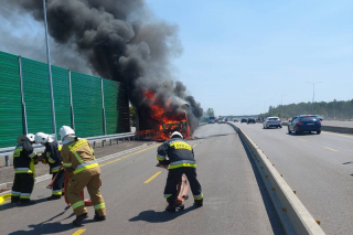 Pożar śmieciarki na „siódemce”