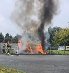 Pożar przyczepy kempingowej na Wólce