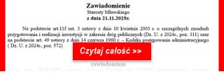 Zawiadomienie Starosty Mławskiego z dnia 21.11.2025 r.