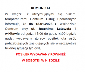 Komunikat Centrum Usług Społecznych w Mławie