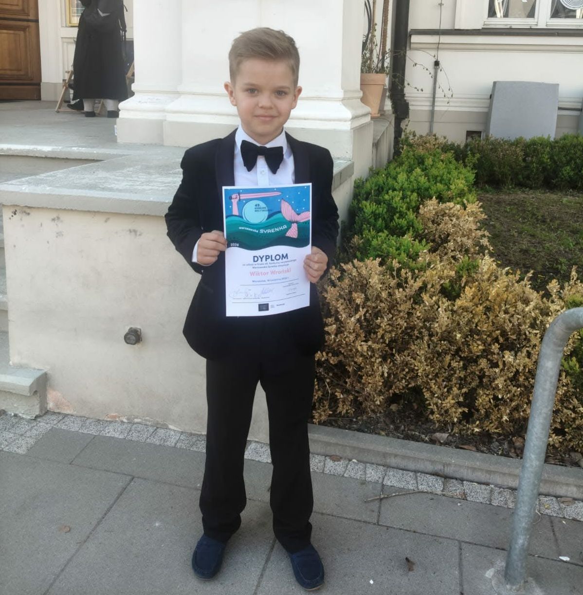 Wiktor Wroński z SP 4 w Finale 49. Konkursu Recytatorskiego Warszawska Syrenka.