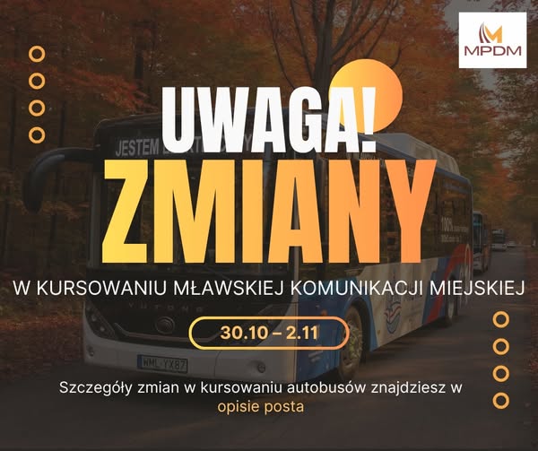 Wszystkich Świętych – zmiany w Mławskiej Komunikacji Miejskiej