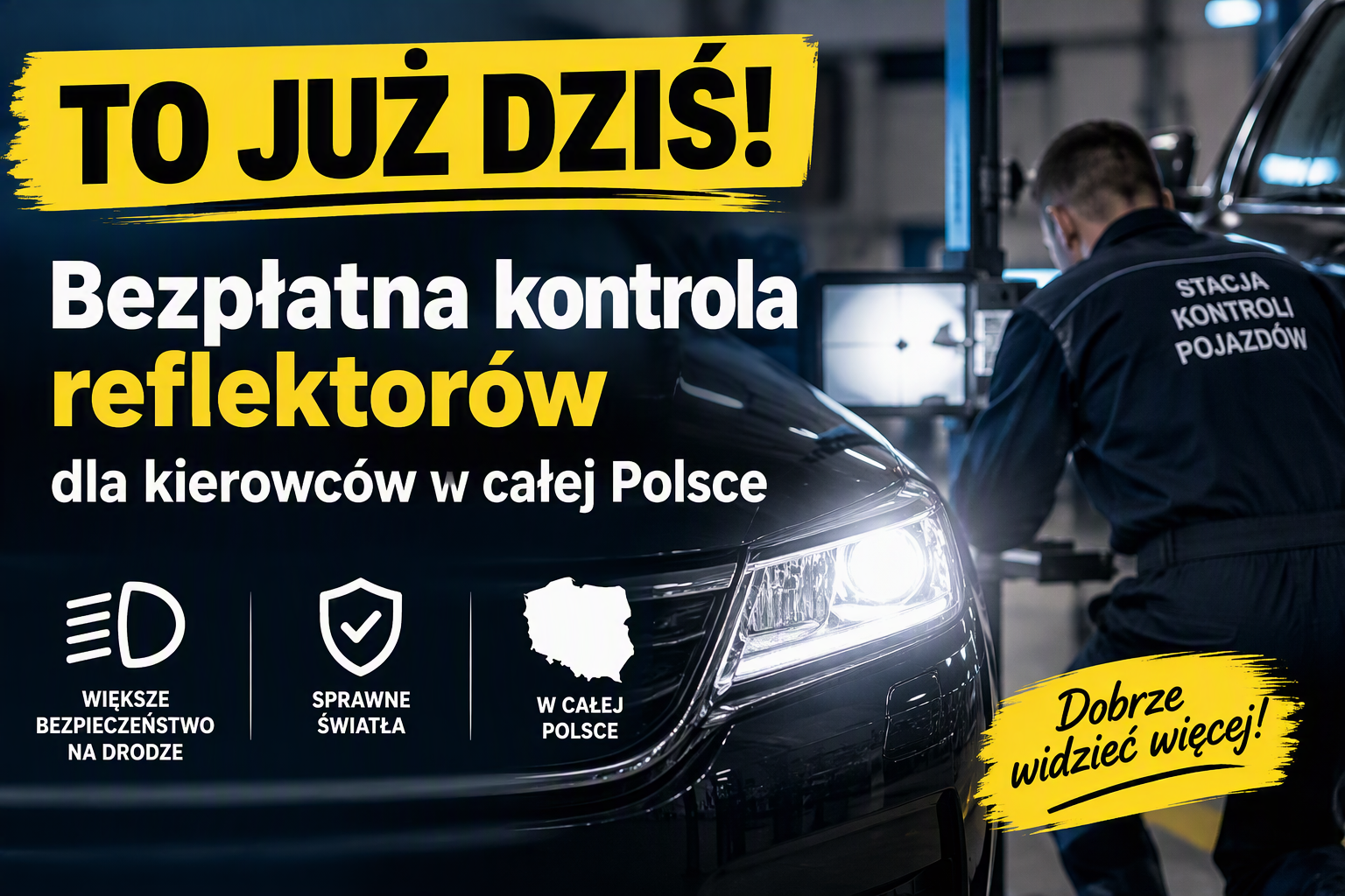 To pierwszy dzień akcji „Twoje światła”. Kierowcy sprawdzą reflektory bez opłat